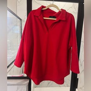 Tuckernuck Red Easy Polo Swing Sweatshirt